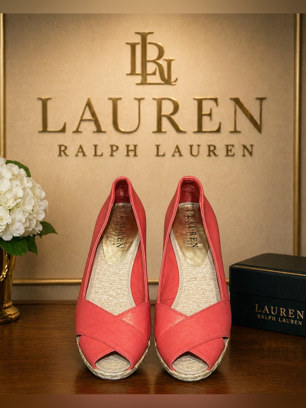 LAUREN Ralph Lauren Coral Wedge Sandals.